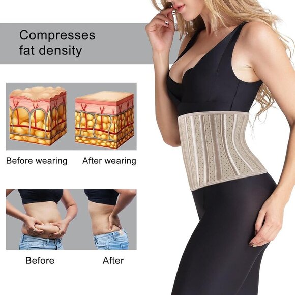 Super Short Torso Waist Trainers Cincher Corset Tummy Shaper Slimming Latex Gird - Picture 7 of 9